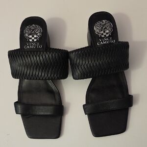 Vince Camuto Black Braided Slide Sandals
